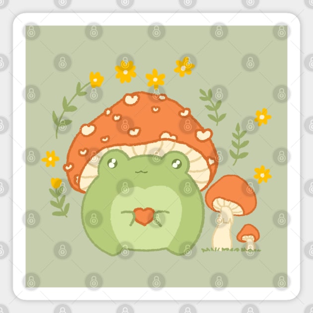 Cute frog wearing mushroom hat 🐸 Magnet by summerheart